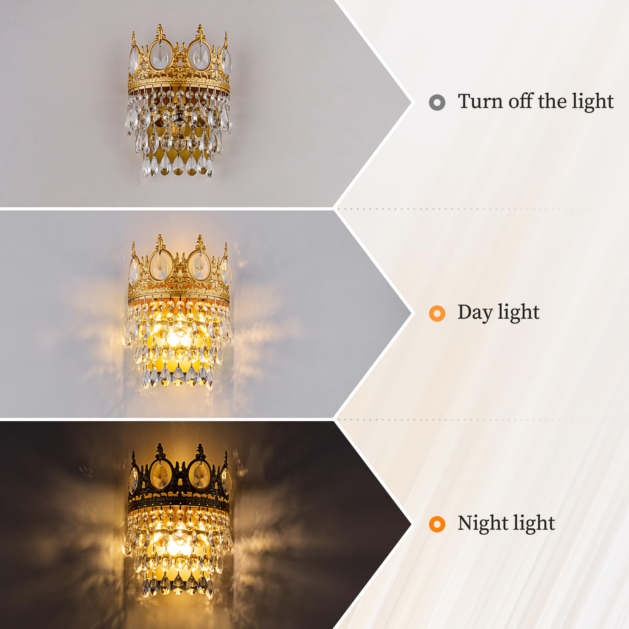 TOCHIC Wall Sconces Set of Two, Gold Wall Lights Fixtures for